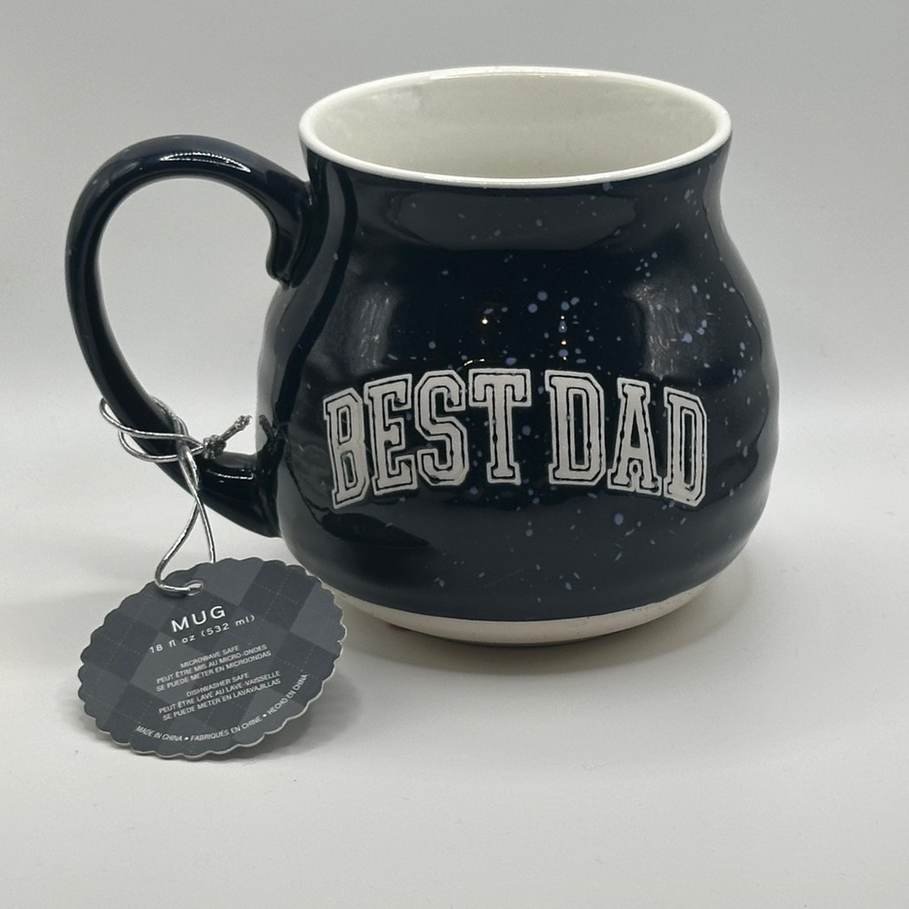 Best Dad Dark Blue Speckled Ceramic Mug